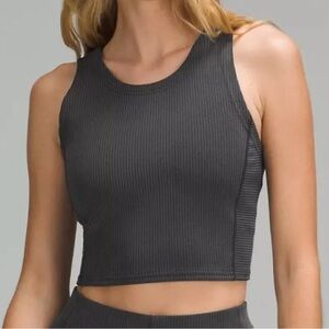 Lululemon Softstreme Ribbed Cropped Tank/Gray Sz 6/Very Good